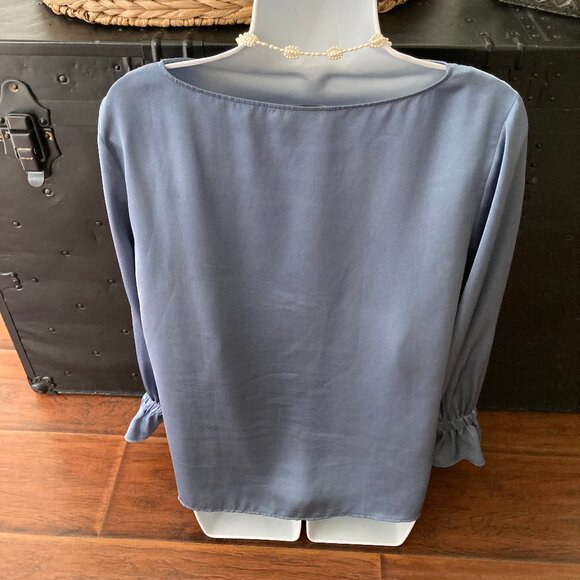 Banana Republic Elegant Slate Blue 3/4 Sleeve Women's Blouse Size Medium - Picture 6 of 8
